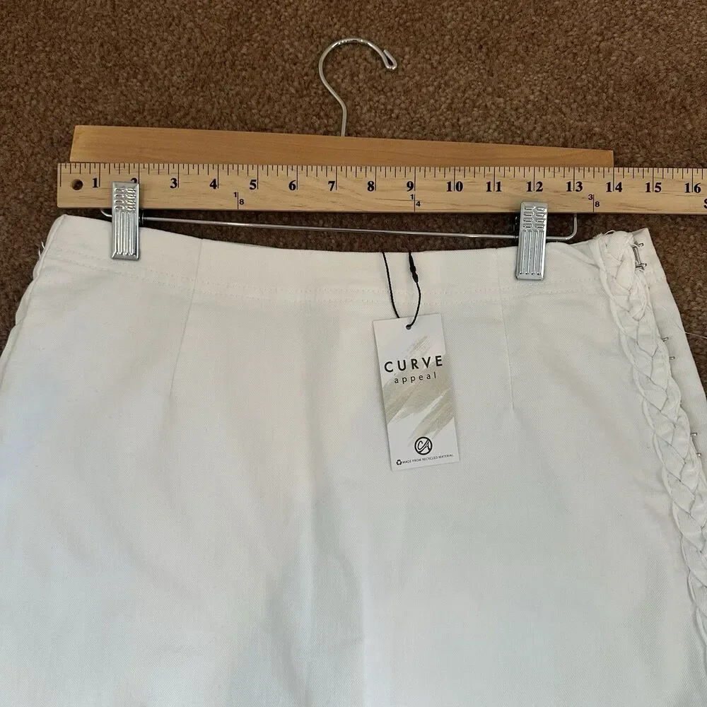 Curve Appeal White Golf Skort Size 8 NWT Braided Side Trim Stretch Skirt Shorts - Picture 4 of 11